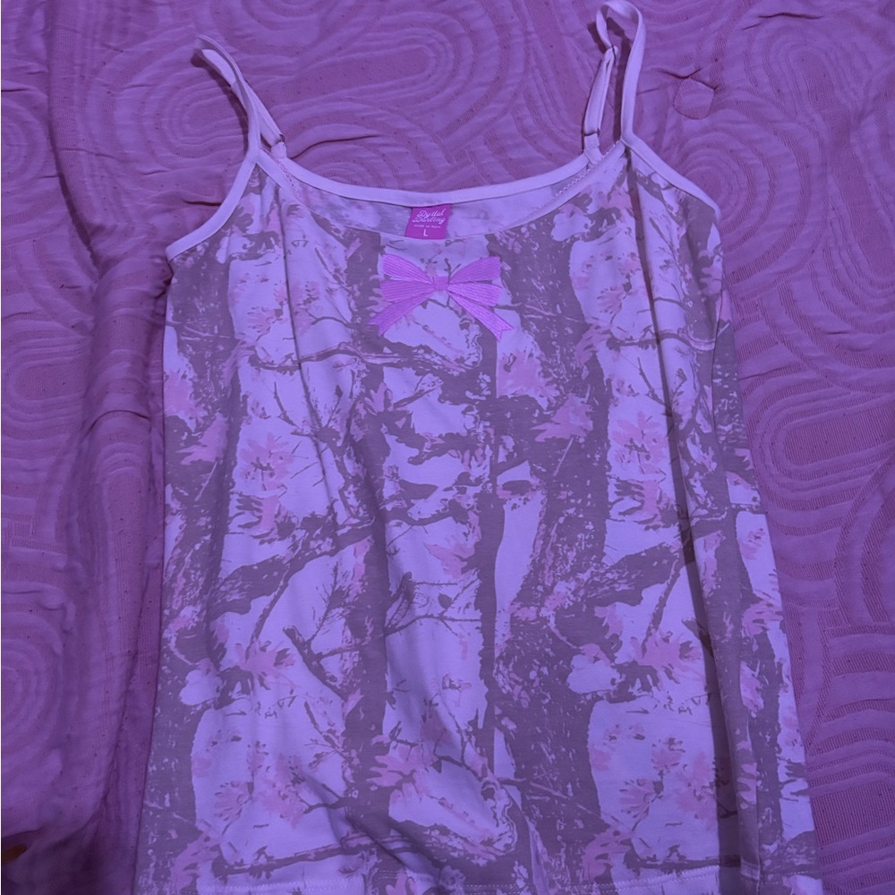 Pink and White Camouflage Tank Top